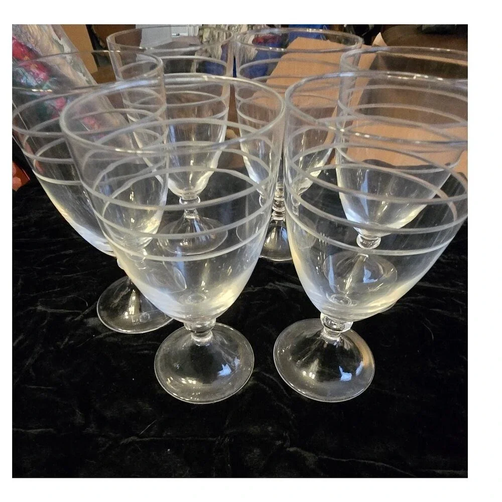 Daniel Cremieux Etched Wine Glasses Set‎ of 6 EUC